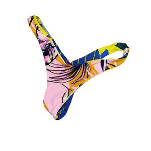 Maaji Reversible Tropical Swim Bottom, Size S - Blue Colorful Thong Swimsuit X1